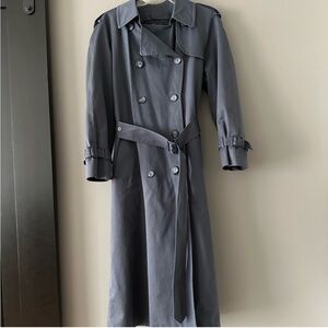 Gray Double-Breasted Trench Coat with Belted Waist